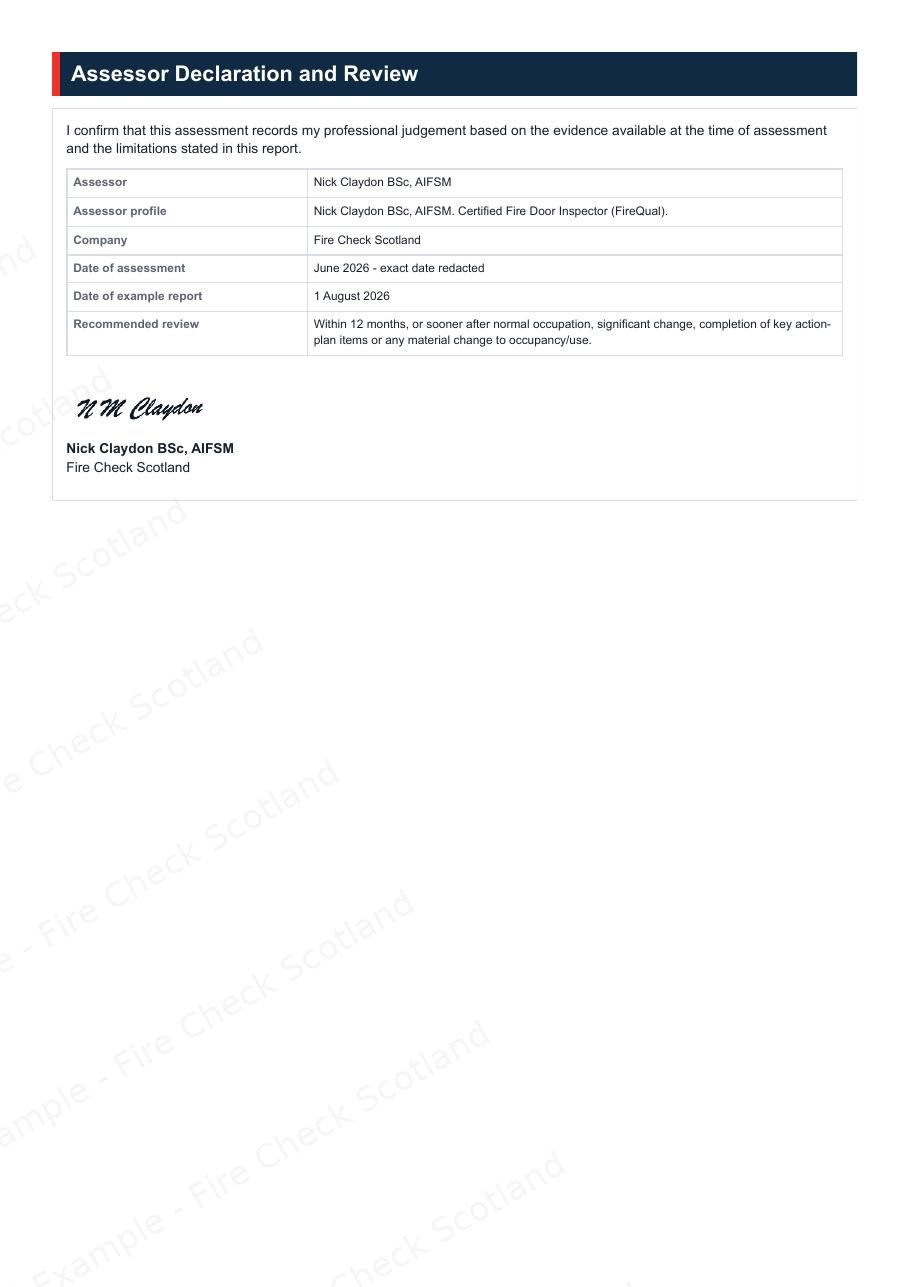 Example Fire Risk Assessment Report — page 6 of 10