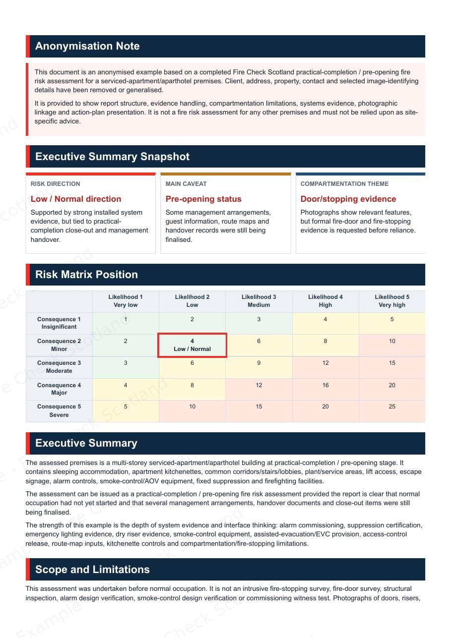 Example Fire Risk Assessment Report — page 2 of 10