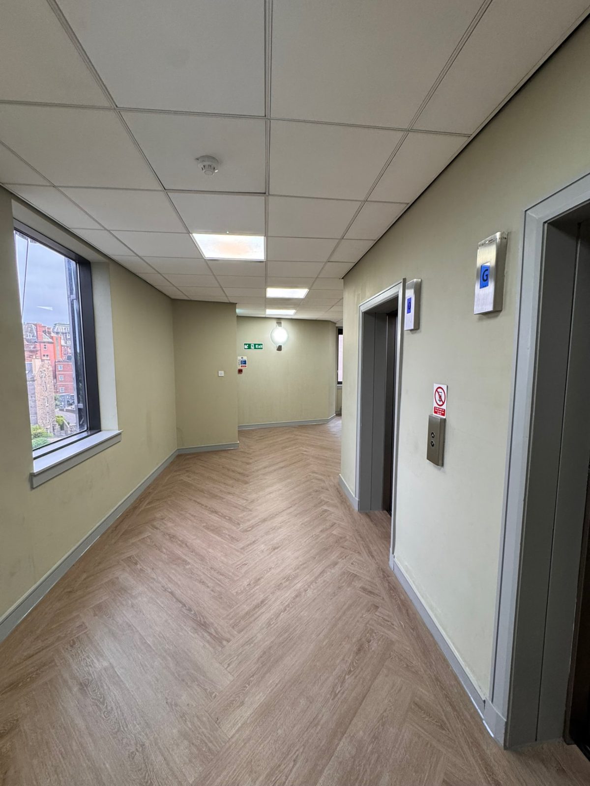Communal corridor and lift lobby in a multi-let building