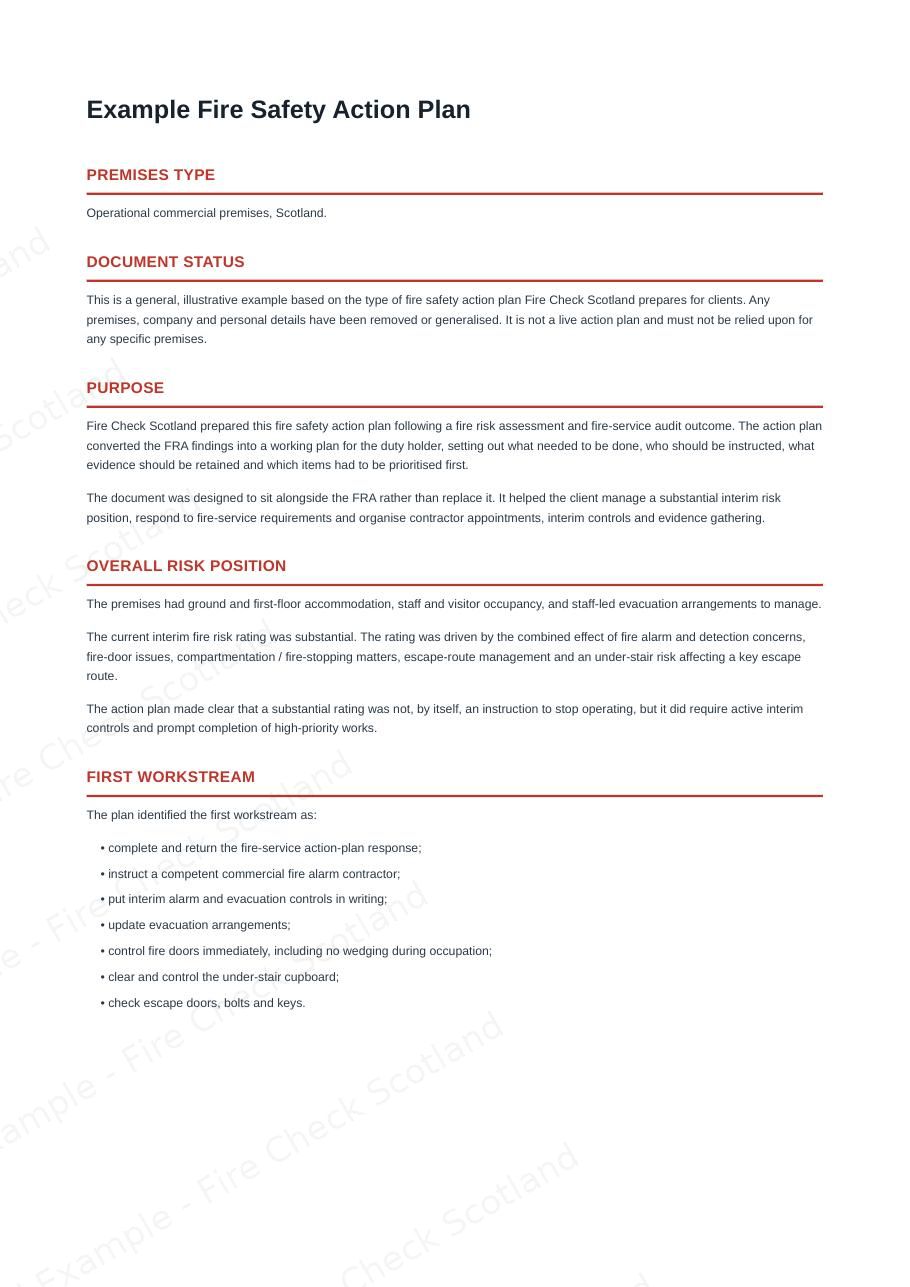 Example Fire Action Plan — page 2 of 5