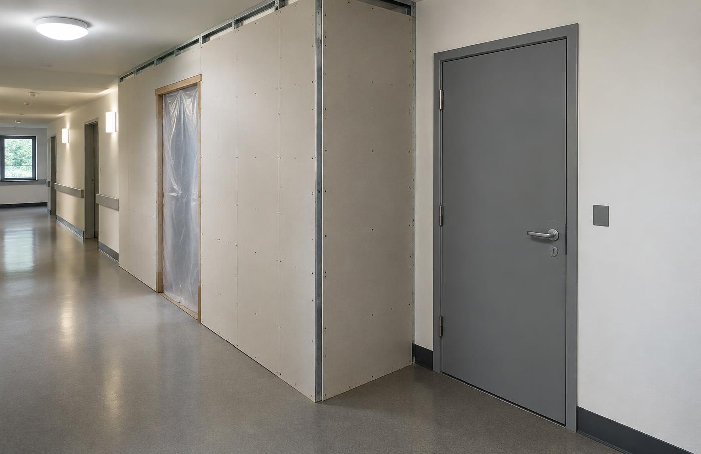 Anonymous building interior during active refurbishment works